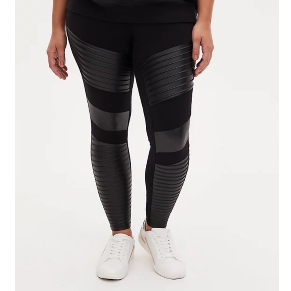 🐮 - PLATINUM LEGGING – MOTO FAUX LEATHER BLACK